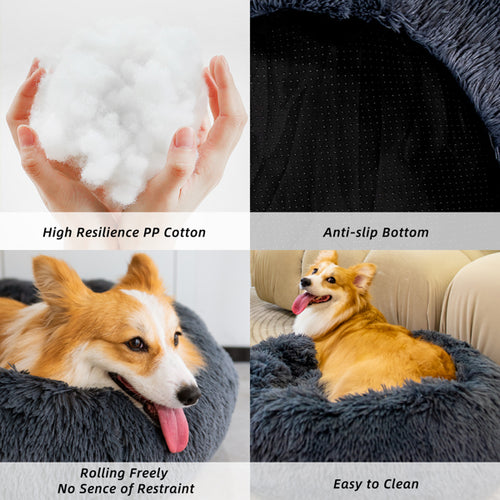 Washable Anti-Anxiety Pet Bed - Fluffy Calming Dog & Cat Bed