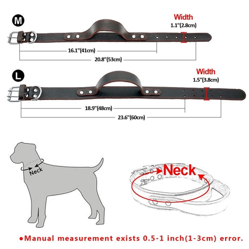 Genuine Leather Dog Collar - Real Leather for Medium & Large Dogs