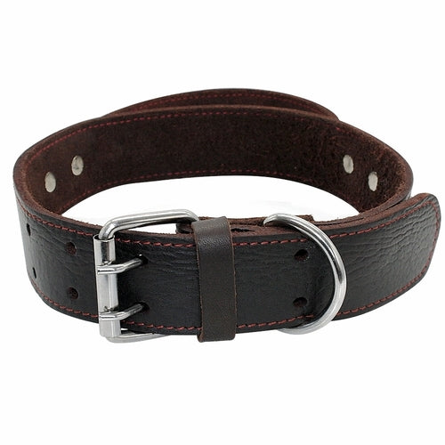 Genuine Leather Dog Collar - Real Leather for Medium & Large Dogs