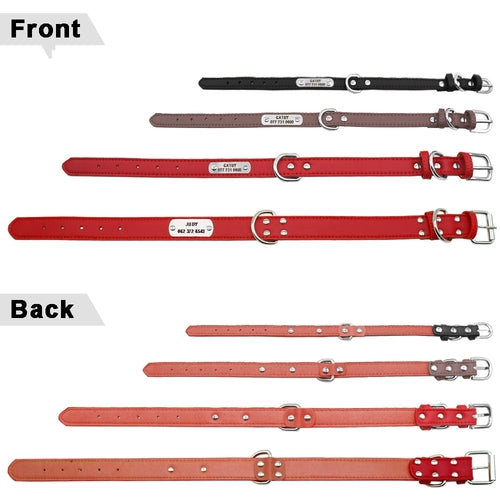 Large Durable Personalized Dog Collar PU Leather