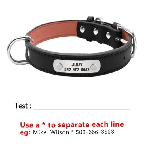 Large Durable Personalized Dog Collar PU Leather