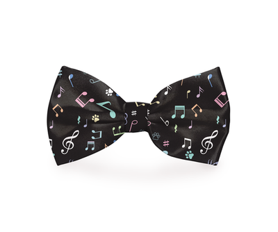 Music Notes Dog Bow Tie - Black Formal Pet Accessory