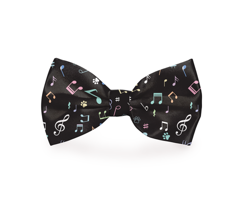 Music Notes Dog Bow Tie - Black Formal Pet Accessory