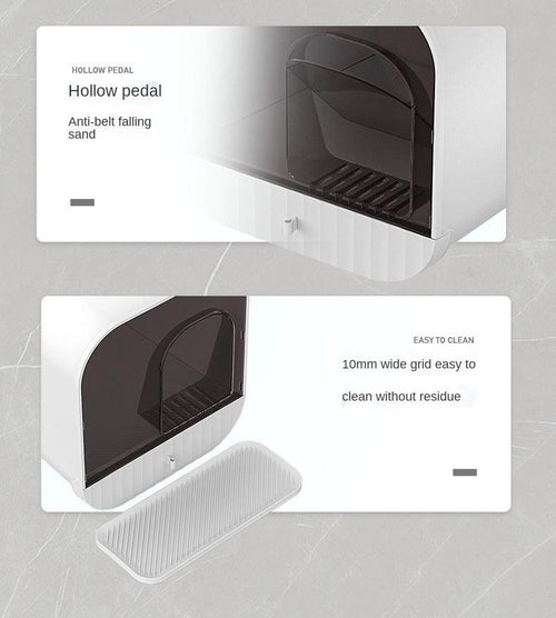 Enclosed And Splash-Proof Cat Litter Box With Drawer Design